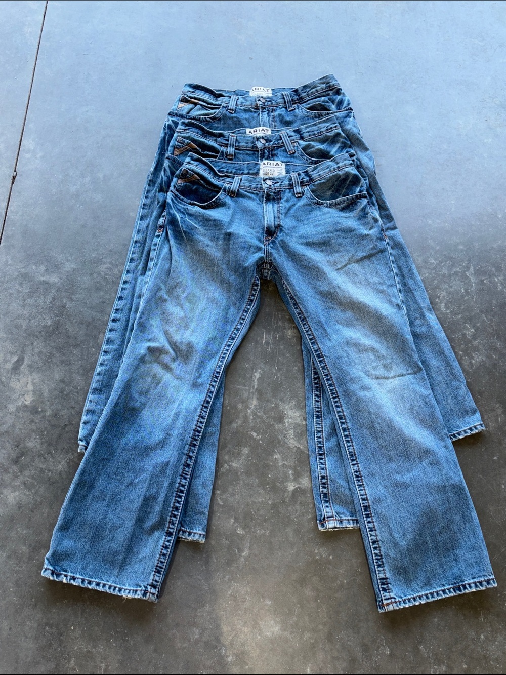 3 PAIRS Ariat Men’s M4 Relaxed Boot Cut 100% Cotton Denim Jeans Size 34/32